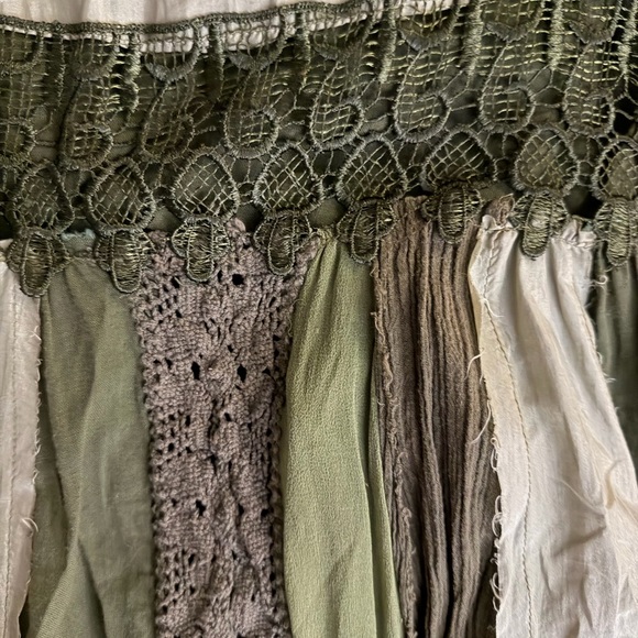 Miss Me Olive, White & Taupe Tiered Crochet Maxi Skirt - Picture 2 of 3